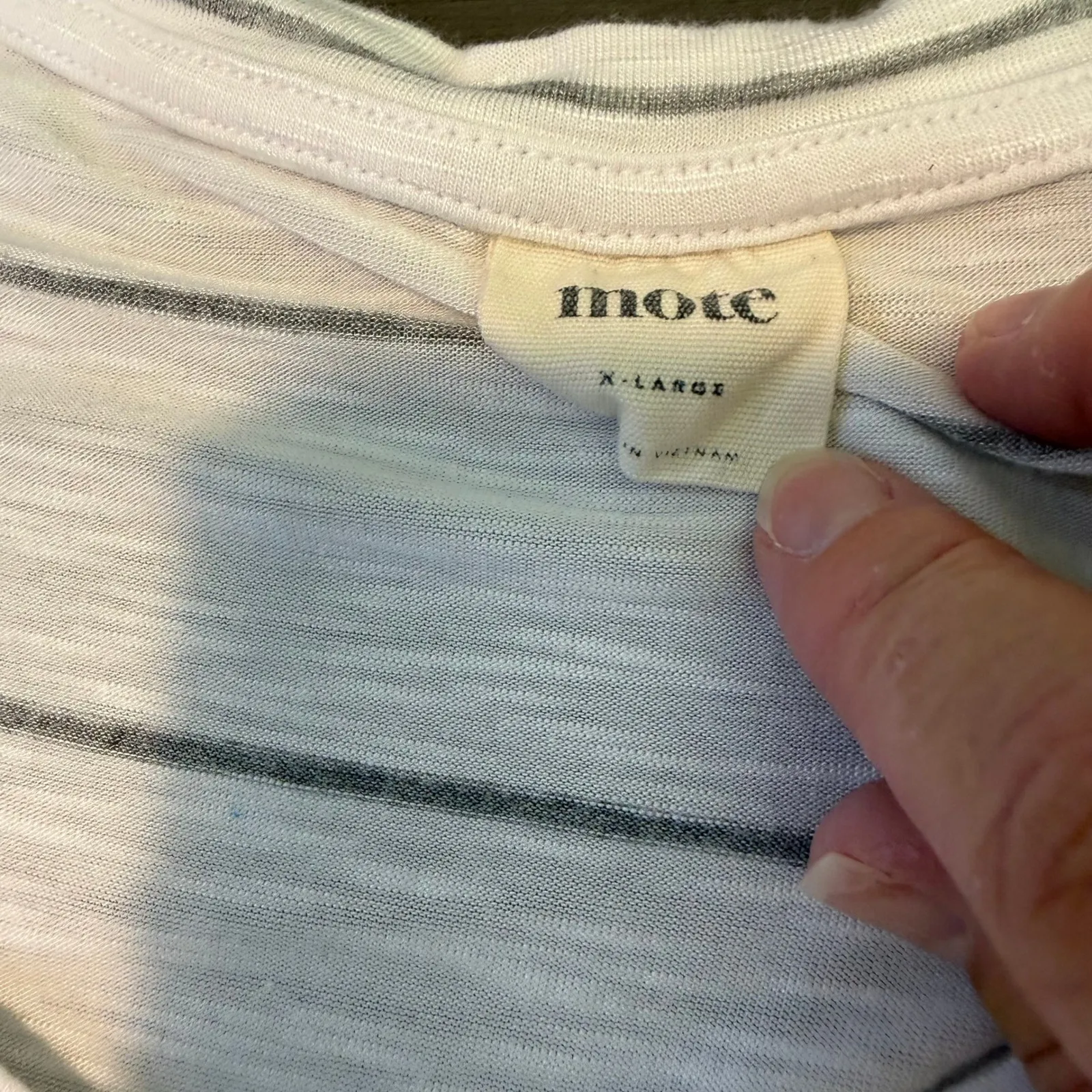 Mote Womens XL Striped V Neck Pocket T - Image 4