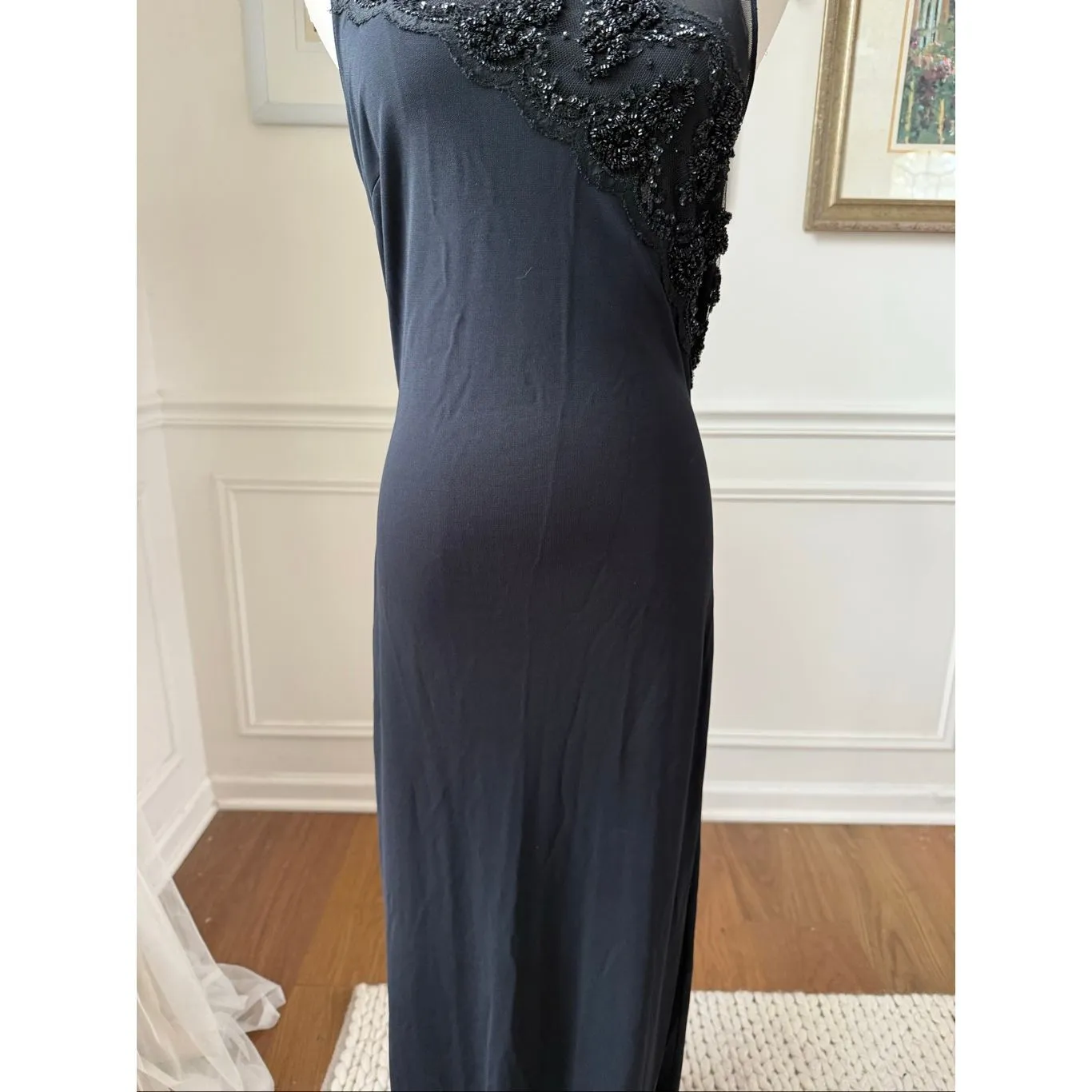 Rimini by Shaw Stretchy Black Sleeveless Column Dress Formal Gown Black 8 - Image 6