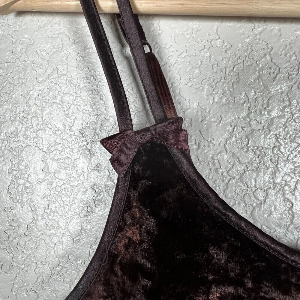 Vintage 90s Victoria's Secret Crushed Brown Velvet Fairy Grunge Cami Size M - Image 2
