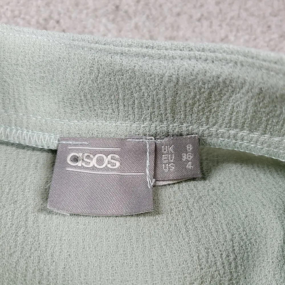 ASOS Womens Dress 4 Mint Green Textured Wrap V Neck Plunge Kimono Tie Waist - Image 3