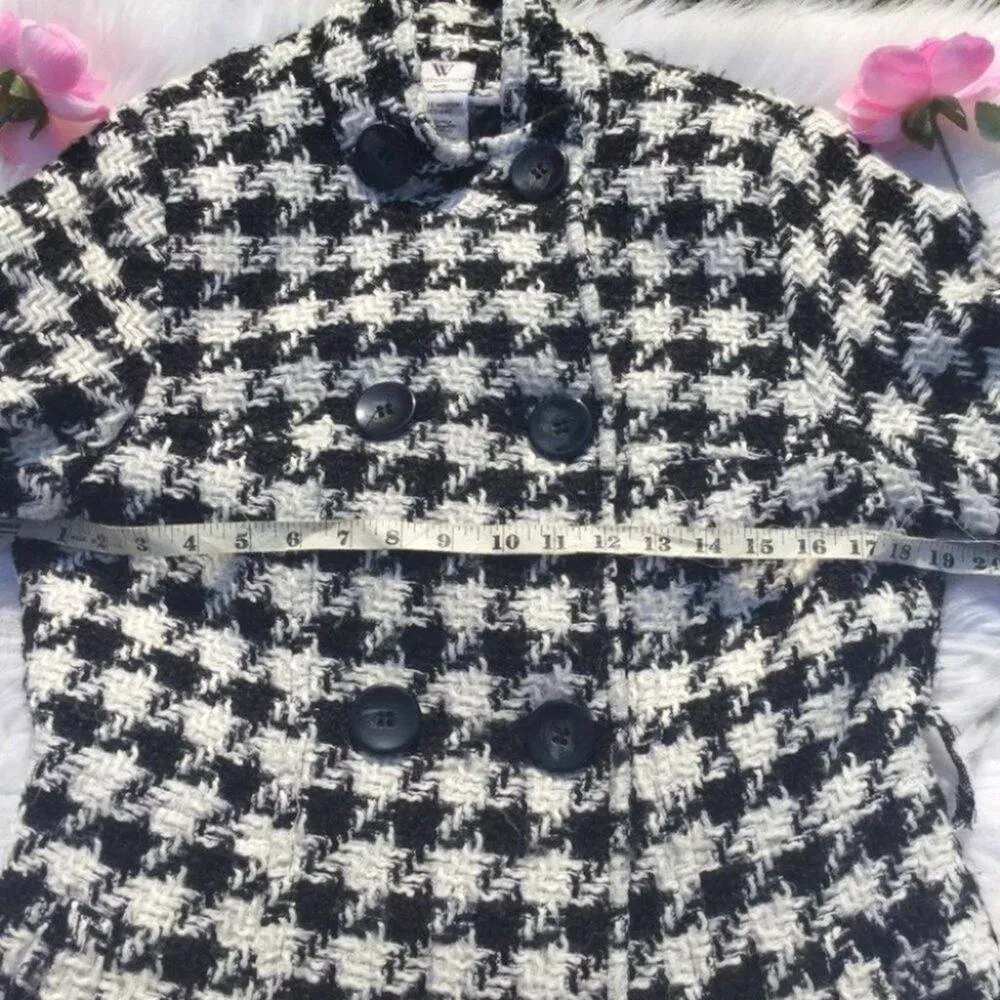 Worthington Petite Houndstooth Button Sweater Medium Petite MP Black White Class - Image 3