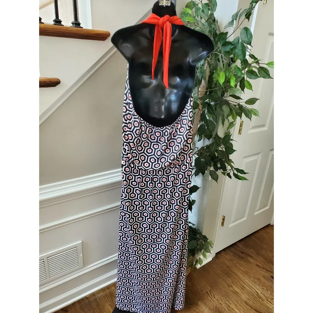 Mudpie Women's Black & White Polyester Halter Neck Sleeveless Long Maxi Dress L - Image 6