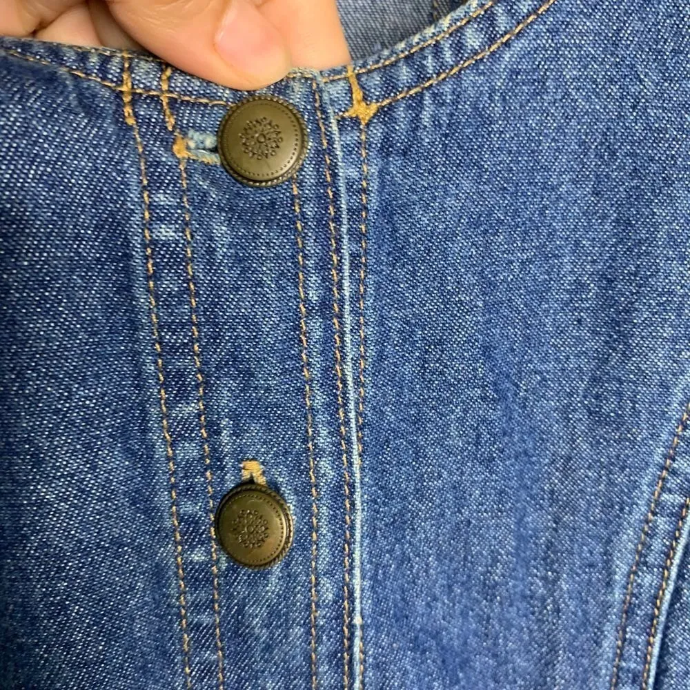 Vintage 90s Bryn Connelly Petite Denim Button Front Midi Dress Size‎ 4 country Blue Size 4P - Image 3