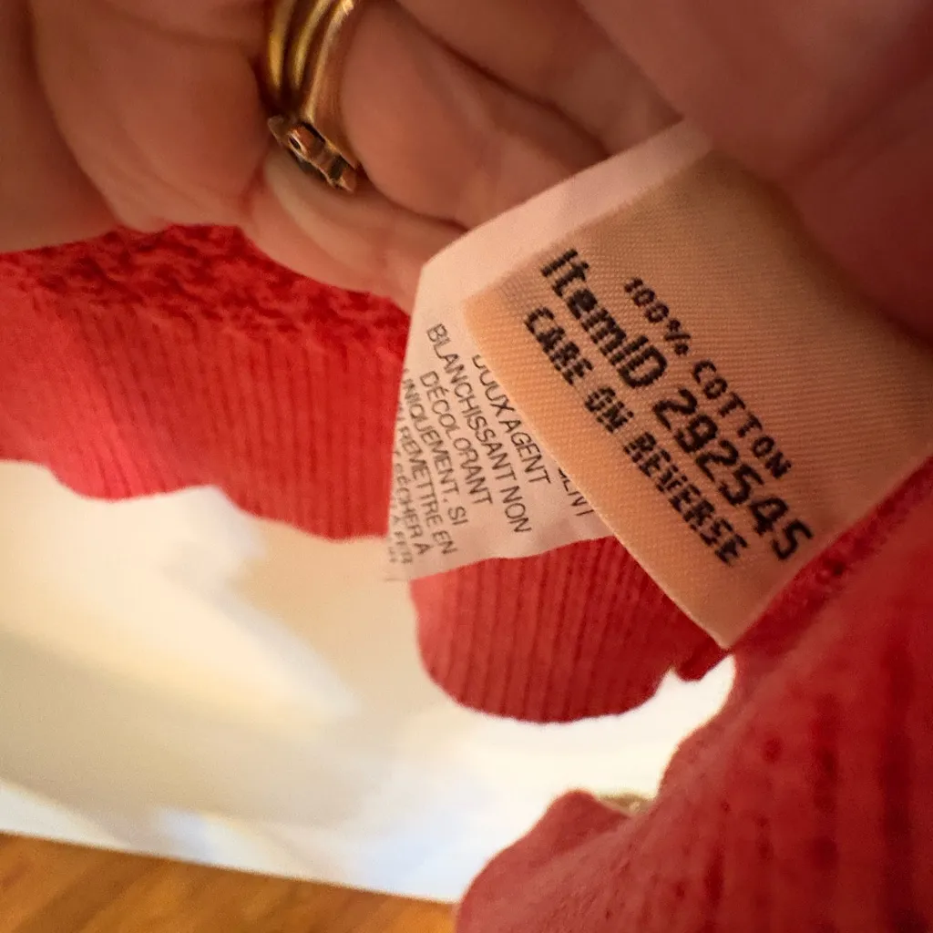 LL Bean Coral Open Front Basket Weave Long Cardigan 100% Cotton Sz‎ XS Pink - Image 5