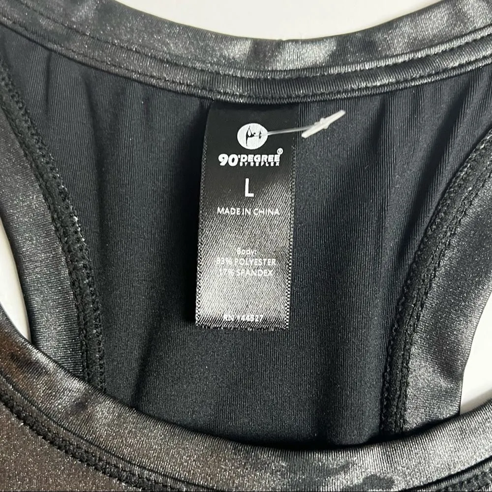 90 Degrees By Reflex Women's Sporty Long Line Black Unlined Bra Top Sz L Size L - Image 4