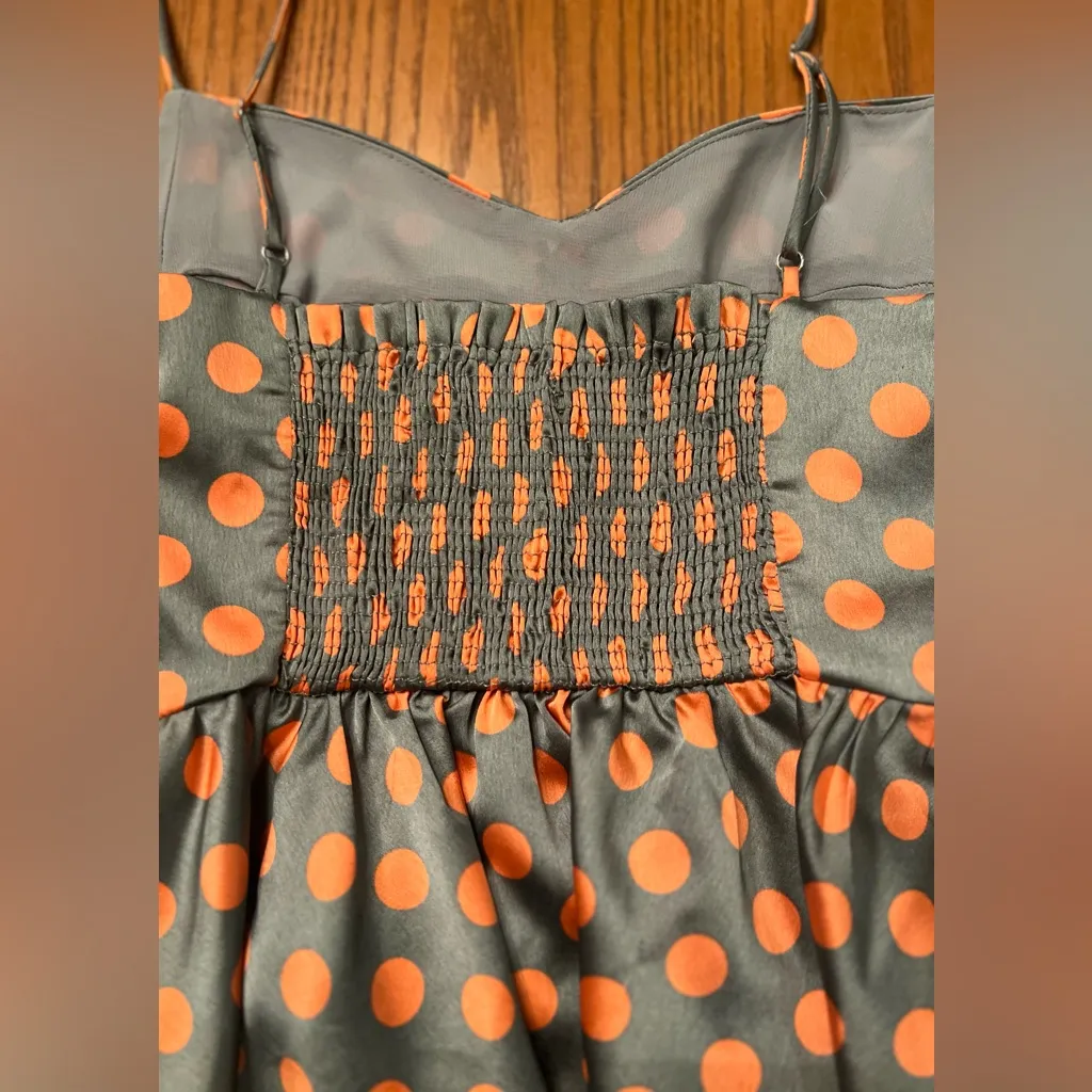 ZARA Green & Orange Polka Dot Satin Peplum Ruffle Bustier Camisole Top‎ Size XS - Image 10