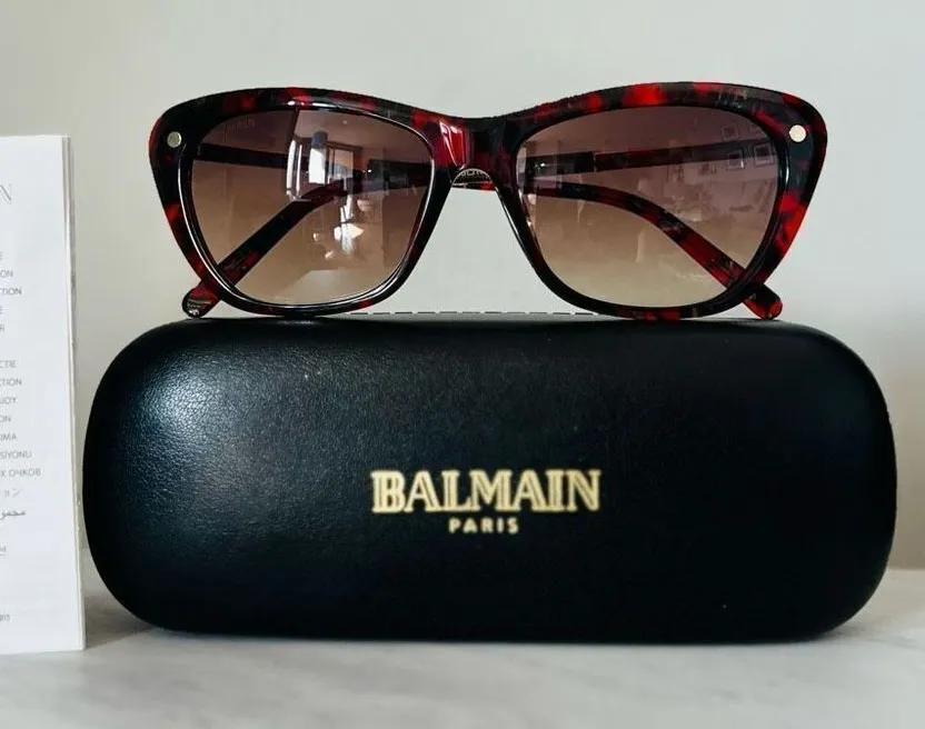 BALMAIN 56mm Modified Cat Eye Sunglasses, Polarized, Designer, Red Tortoise, NWT - Image 1