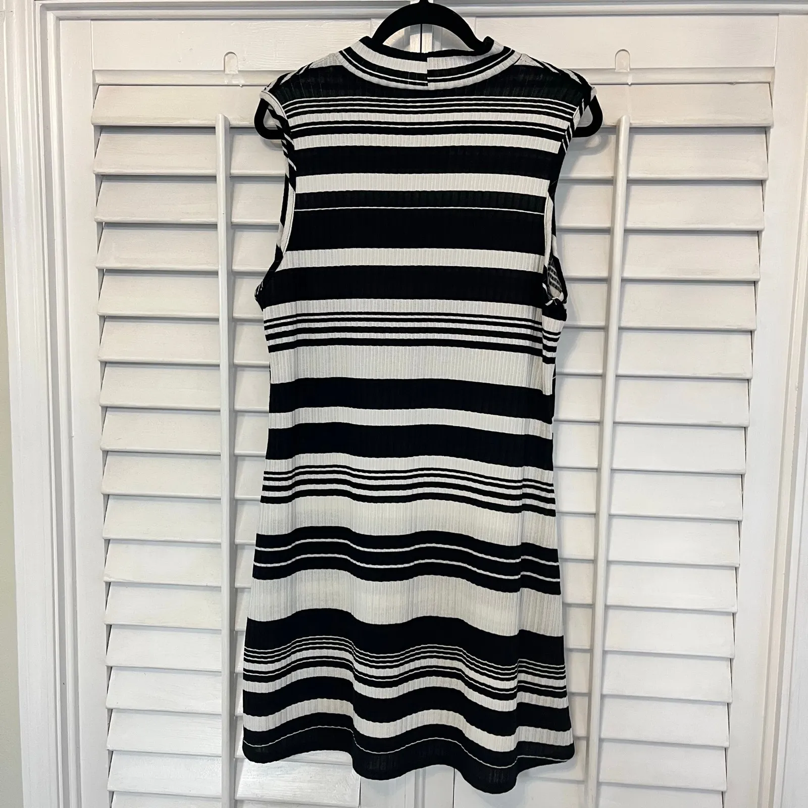 Ellen Weaver Black and White Stripe Mock Neck Dress Size XL‎ - Image 2