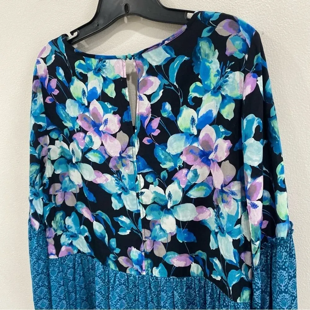 Soft Surroundings NWT Midnight Bloom Floral Crinkle Gauze Dress Blue Size M - Image 8