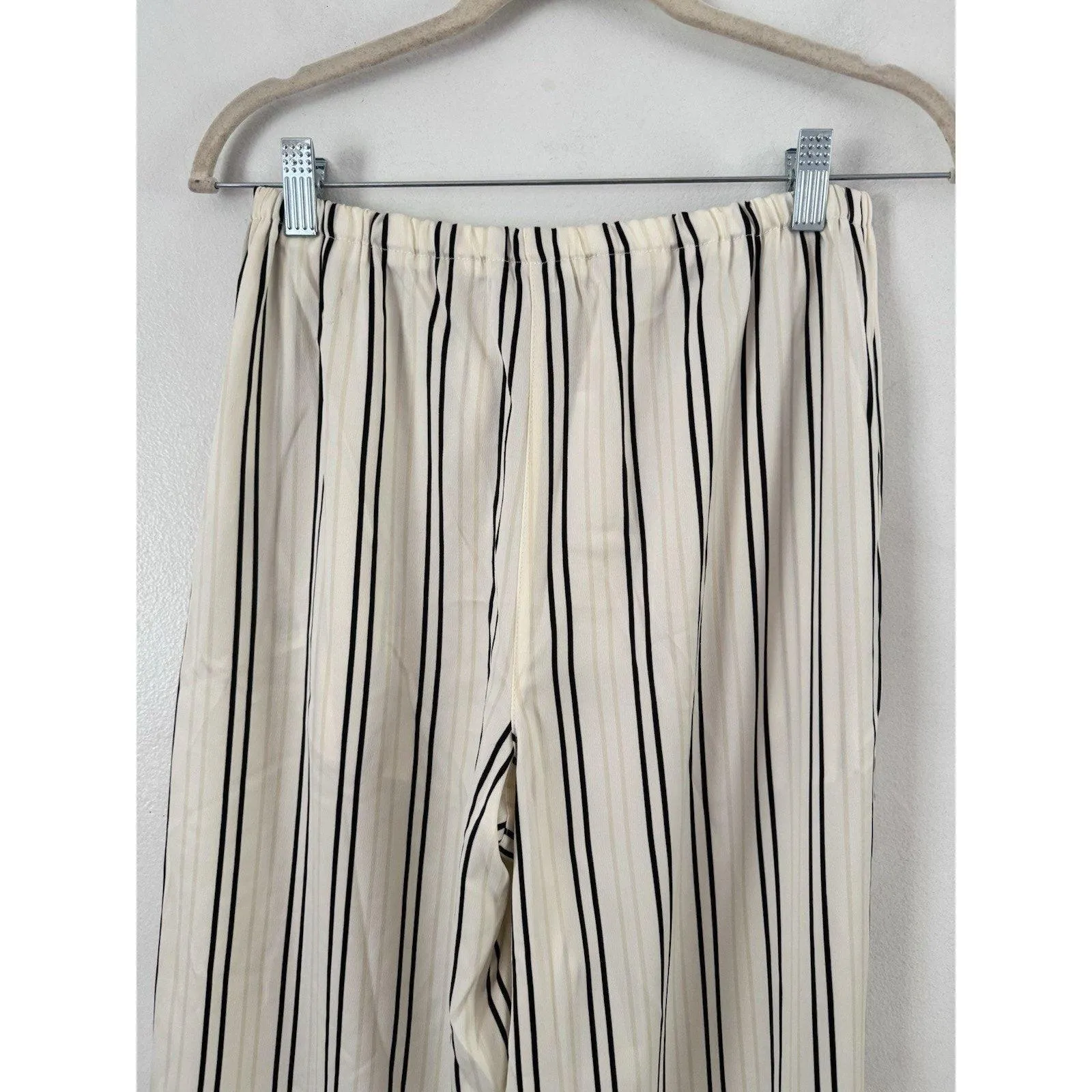 NWT TopShop Cream Striped Satin Wide Leg High Rise Pants Women’s Size 8 - Image 7