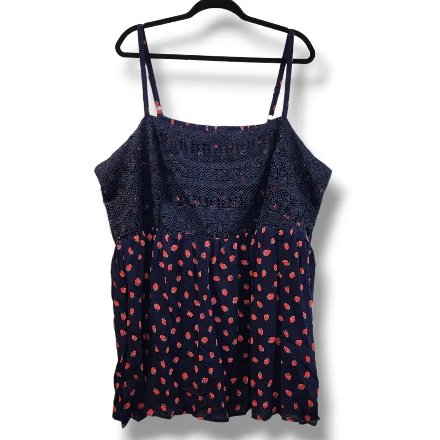 Torrid Strawberry Print Navy Lace Camisole Top Women’s Size 5X - Image 7