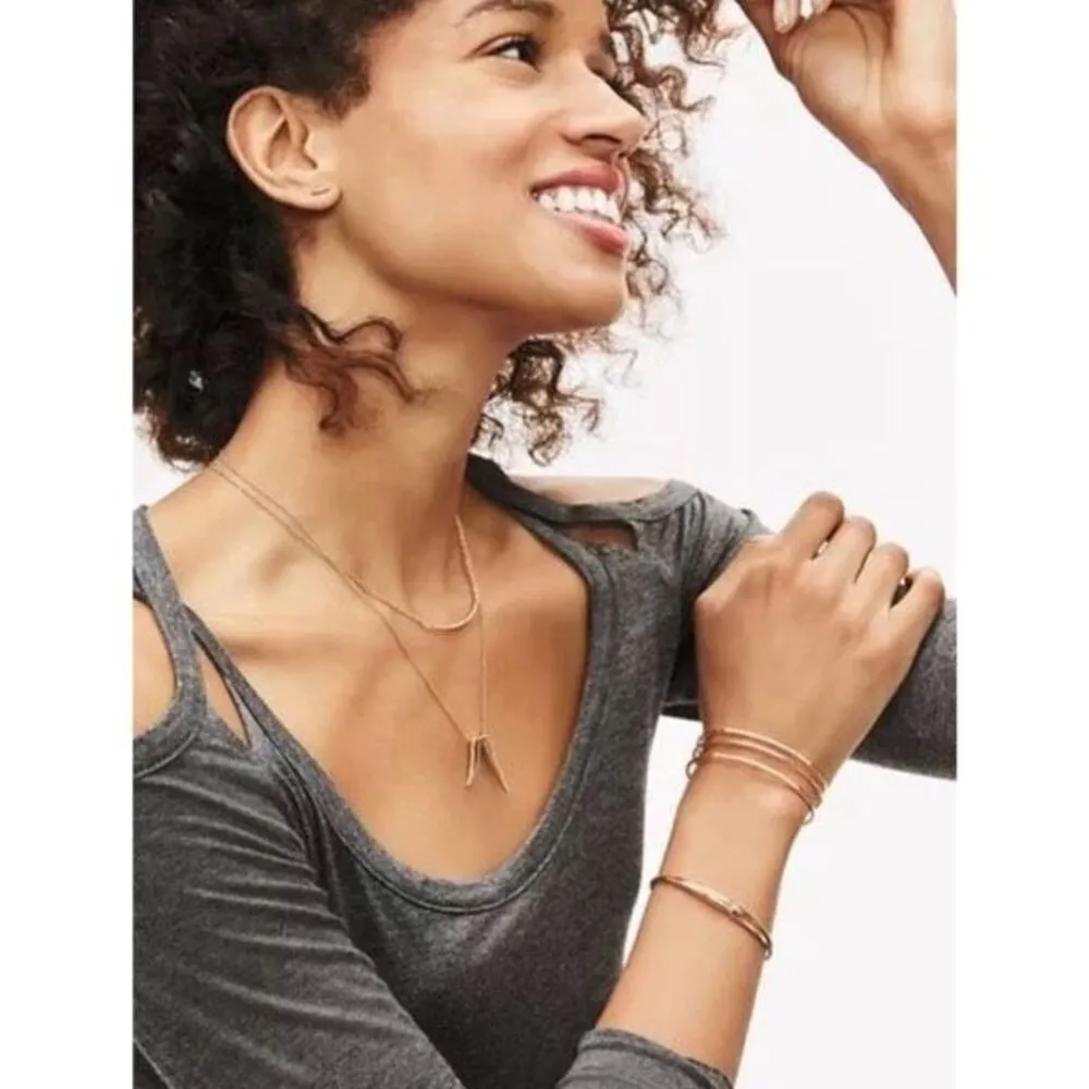 Stella & Dot Pave Inset Rose Gold Cuff Dainty Minimalist understated Elegant - Image 3