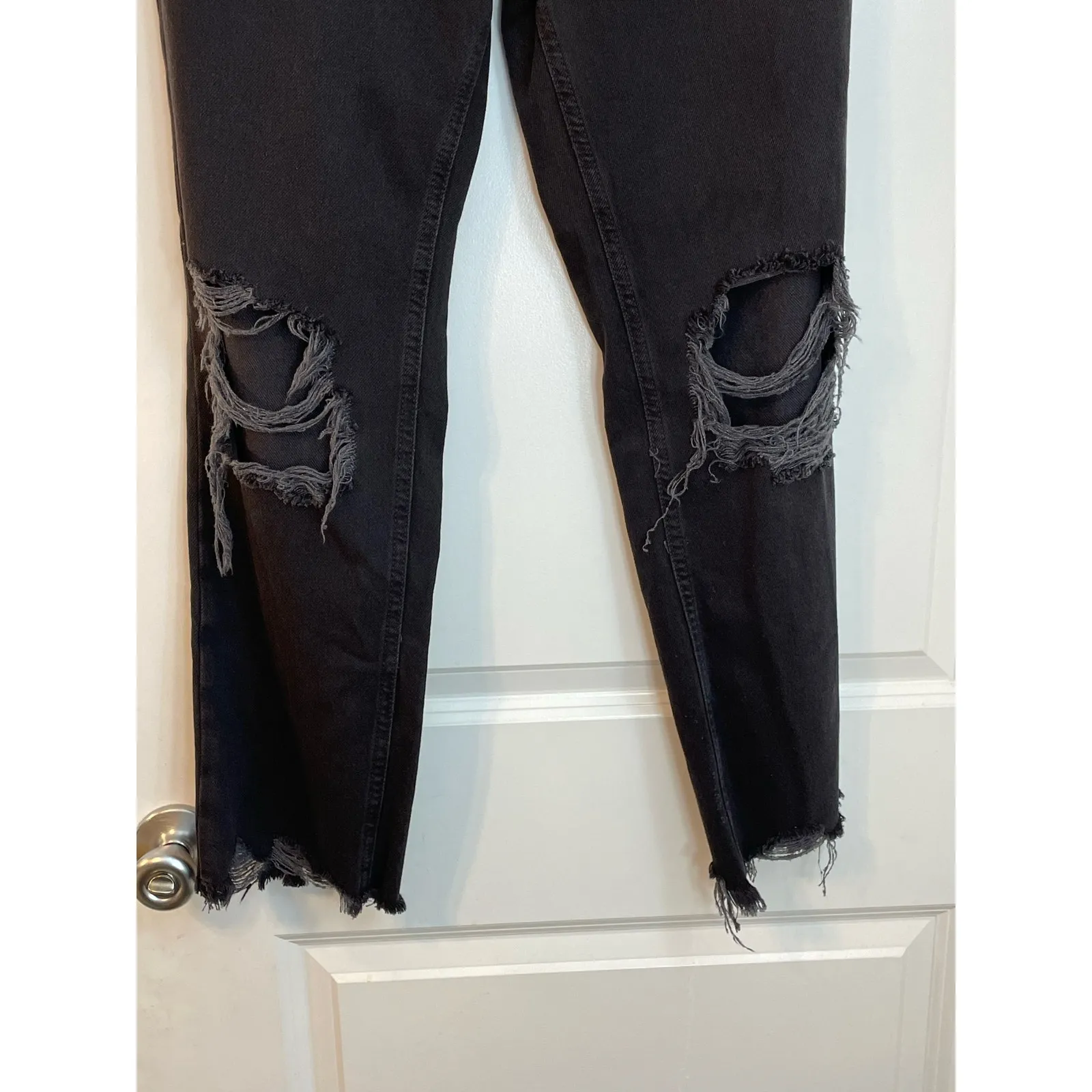 Free People Jeans 26 Maggie Black Mid Rise Grunge Button Fly Festival Whimsygoth - Image 7