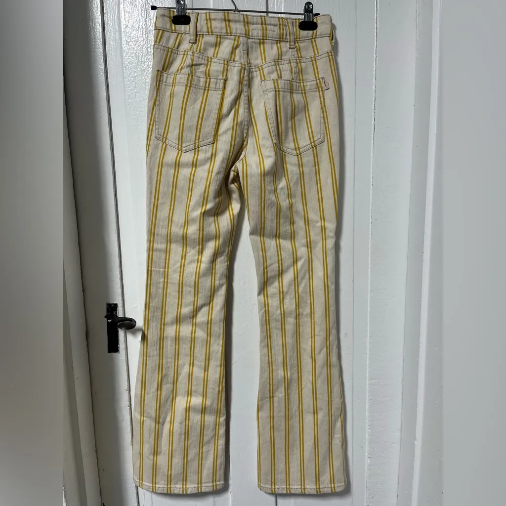 NWT Anthropologie Pilcro The Icon Flare Jeans Yellow Textured Stripe size 27 - Image 4