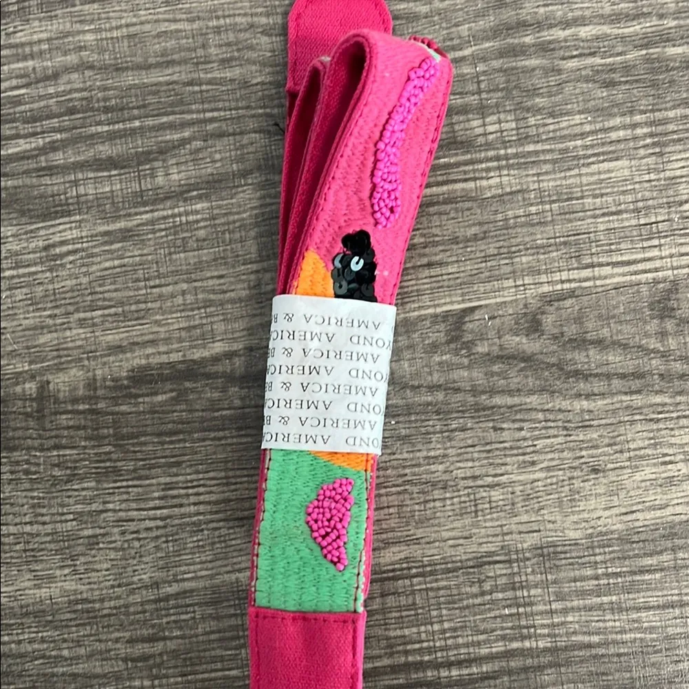 American & Beyond | Pink Butterfly Beaded Tote/Bucket Bag w/Crossbody Strap - Image 9