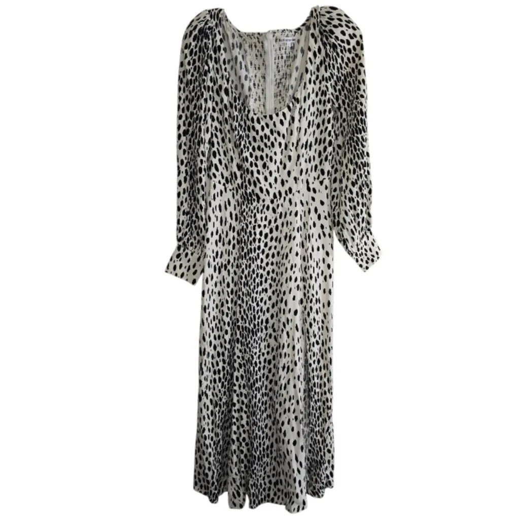 NWOT Reformation Alessi Midi Dress in
Cheetah Print Black White Long Sleeve 0 - Image 7