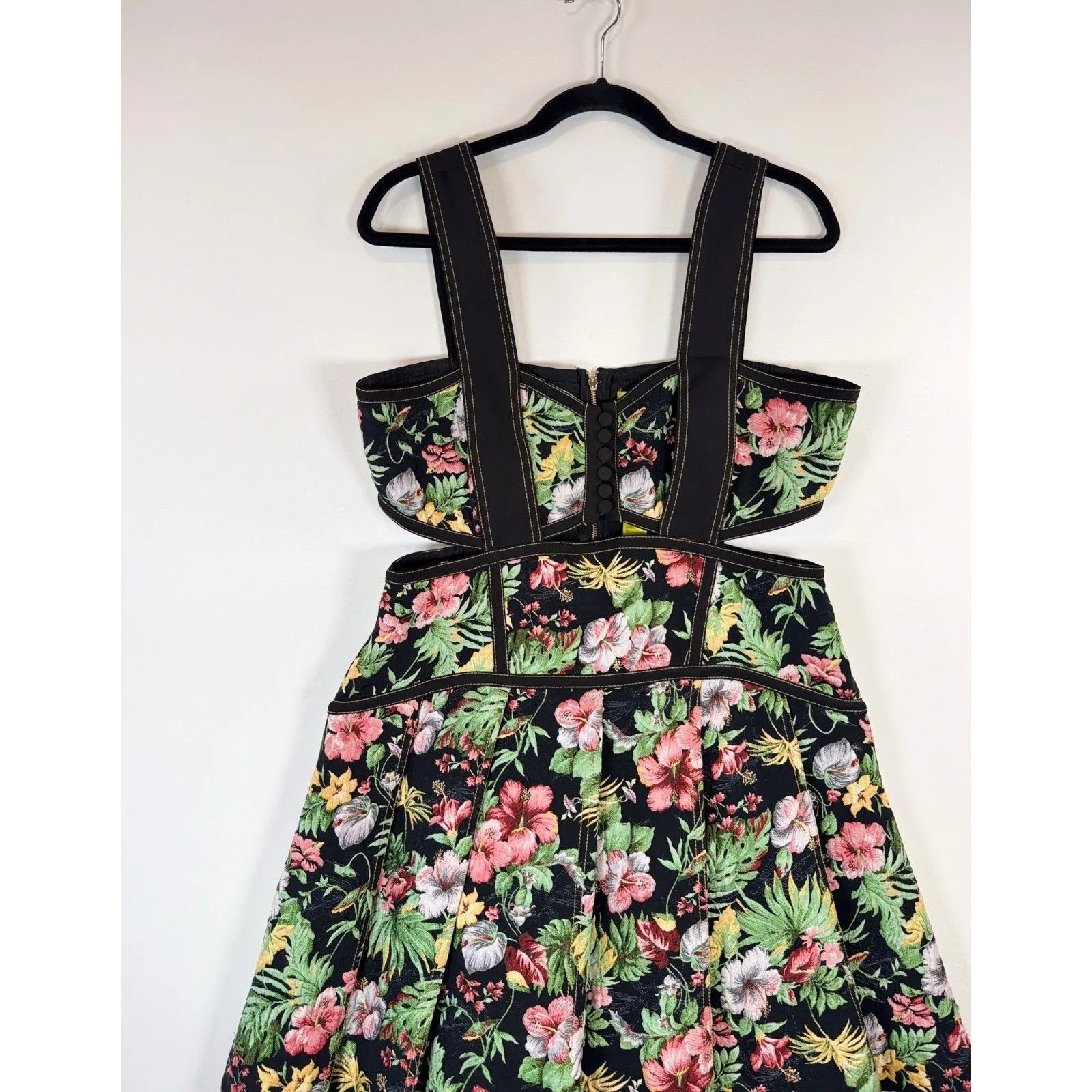NWT Gianni Bini Dress Black Alexie Corset Mini Floral Cutout Fit Flare Large - Image 5