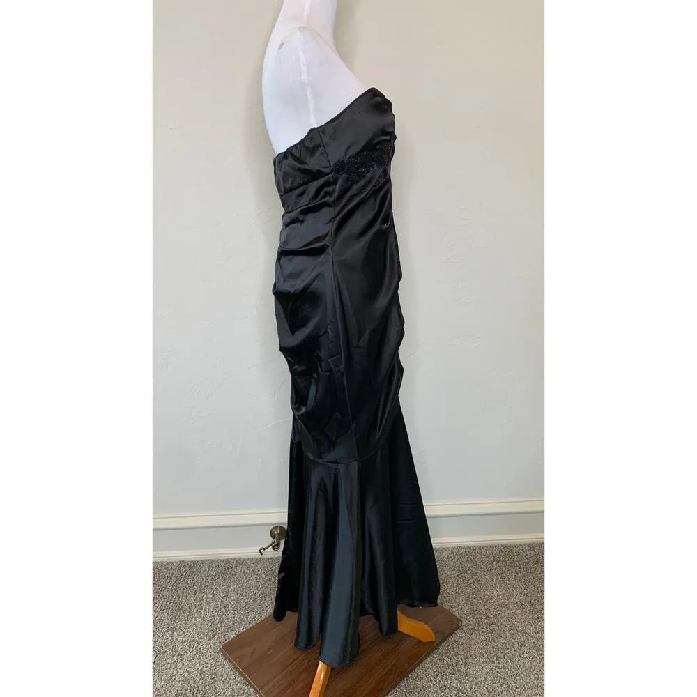 Y2k Black Mermaid Ruched Prom Homecoming Formal Dress Gown One Strap Sz Large - Image 4