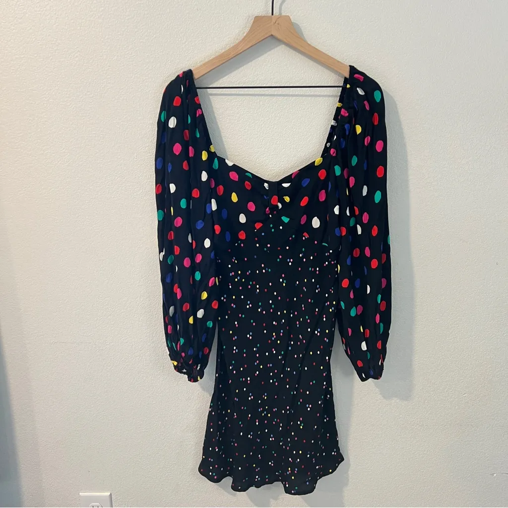 RIXO x Target Multicolor Polka Dot Long Sleeve Sweetheart Swing Dress Size‎ 14 Black - Image 2