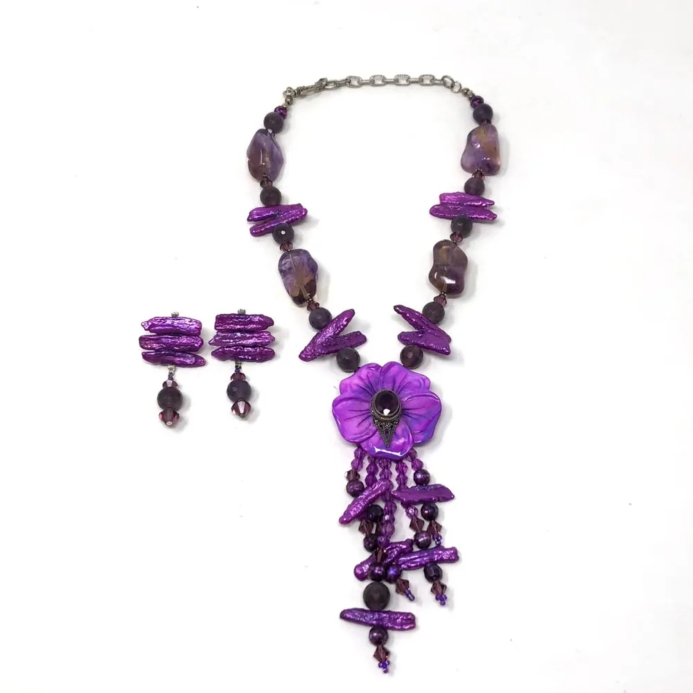 Sterling silver, purple pearl, amethyst set - Image 8