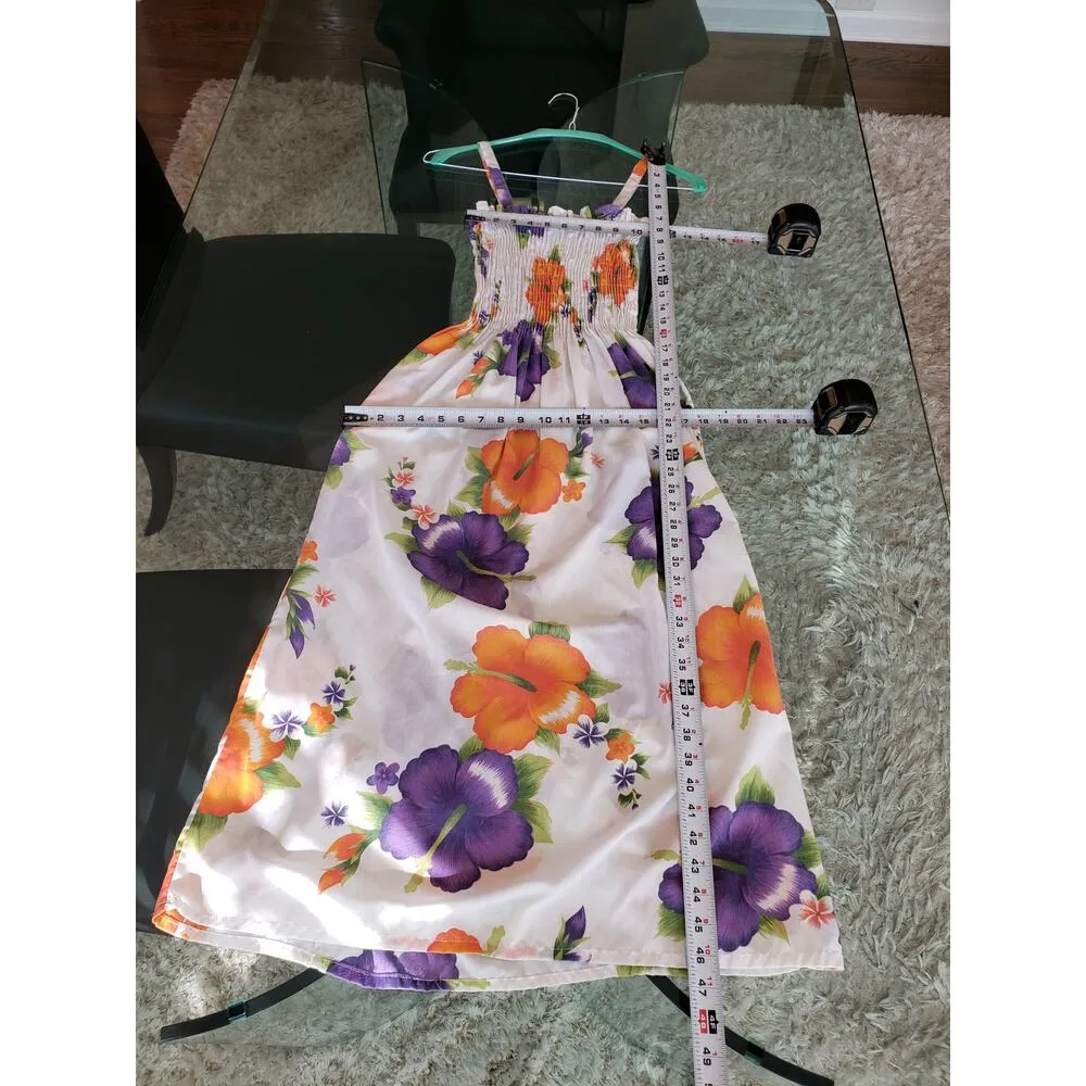 National For Her M White Floral Sundress Smocked Bodice Cotton Blend Sleeveless Size M - Image 11