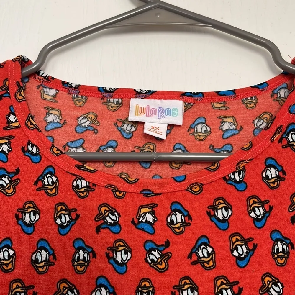 Lularoe Disney Donald Duck Irma Red/Orange Blouse Size XS NWT #1828 - Image 4
