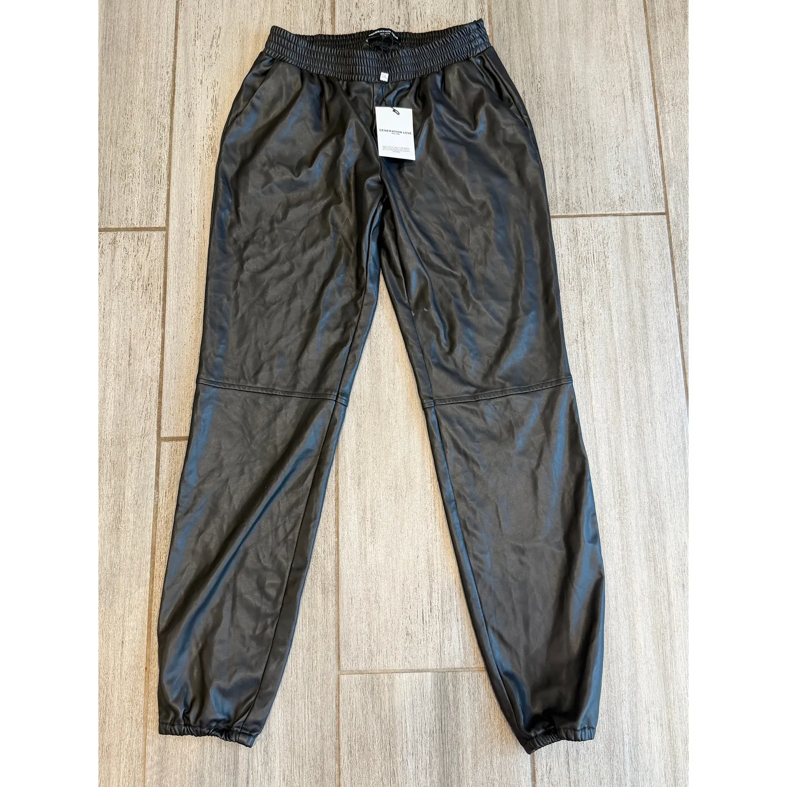 Generation Love NWD Riley Vegan Leather Joggers SMALL Black Pleather - Image 2