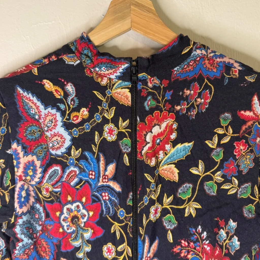 Alice & Olivia Macall Gloria Tapestry black floral bell sleeve romper size small - Image 15