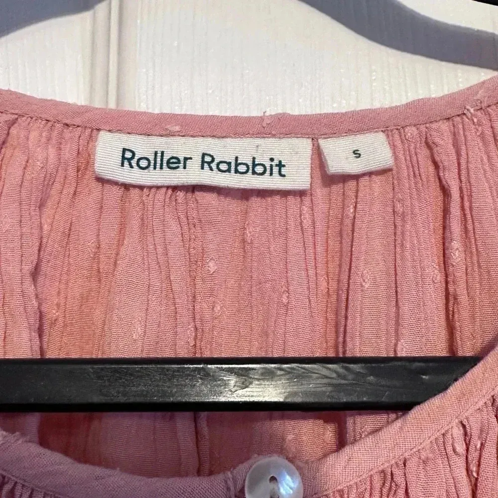 ROLLER RABBIT | Lucy Popover Top Blouse Pink Long Sleeve Dots size Small​ - Image 4