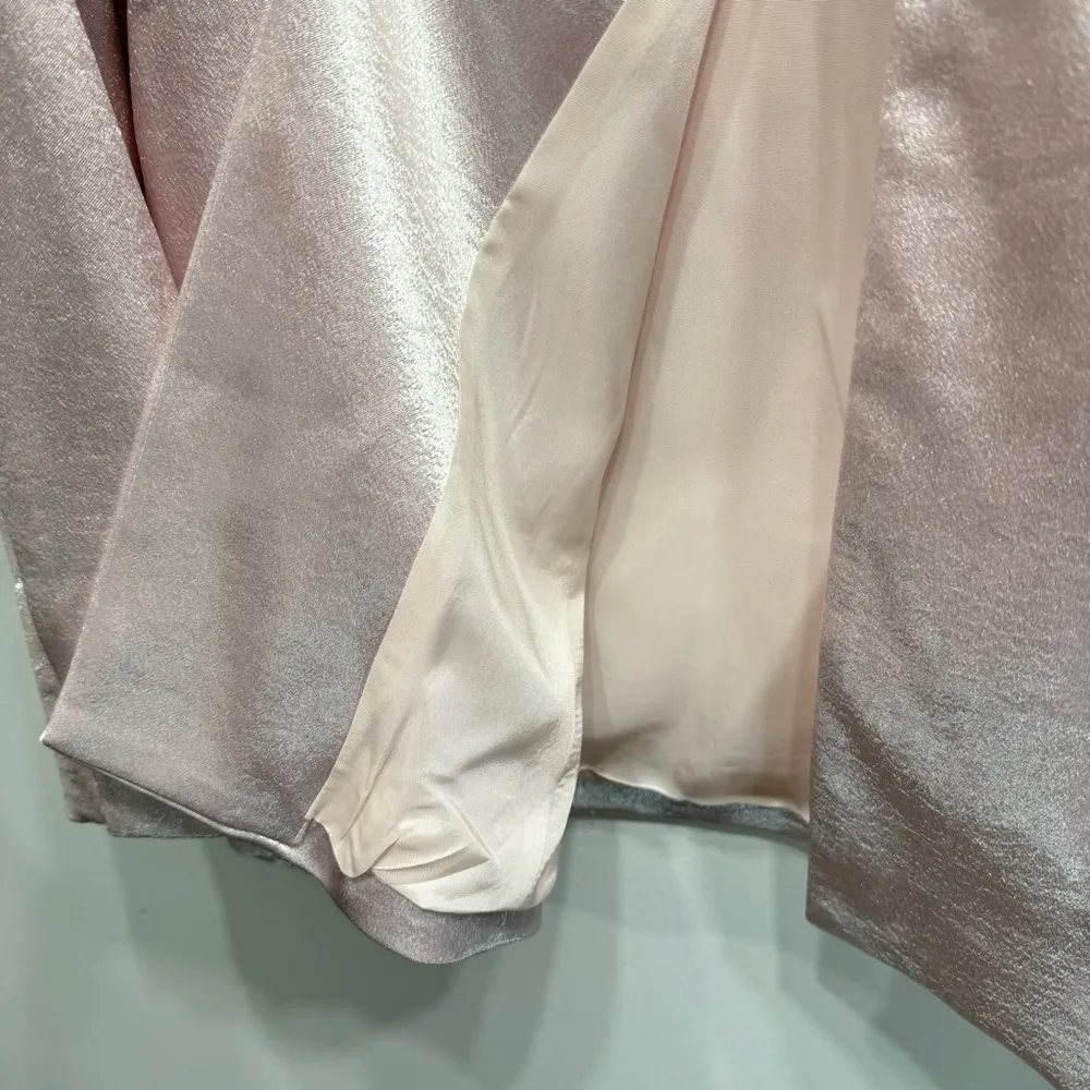 Chico’s Soirée Shine Laraina Jacket Shimmery Pink Long Blazer Size 1/M Barbie - Image 13