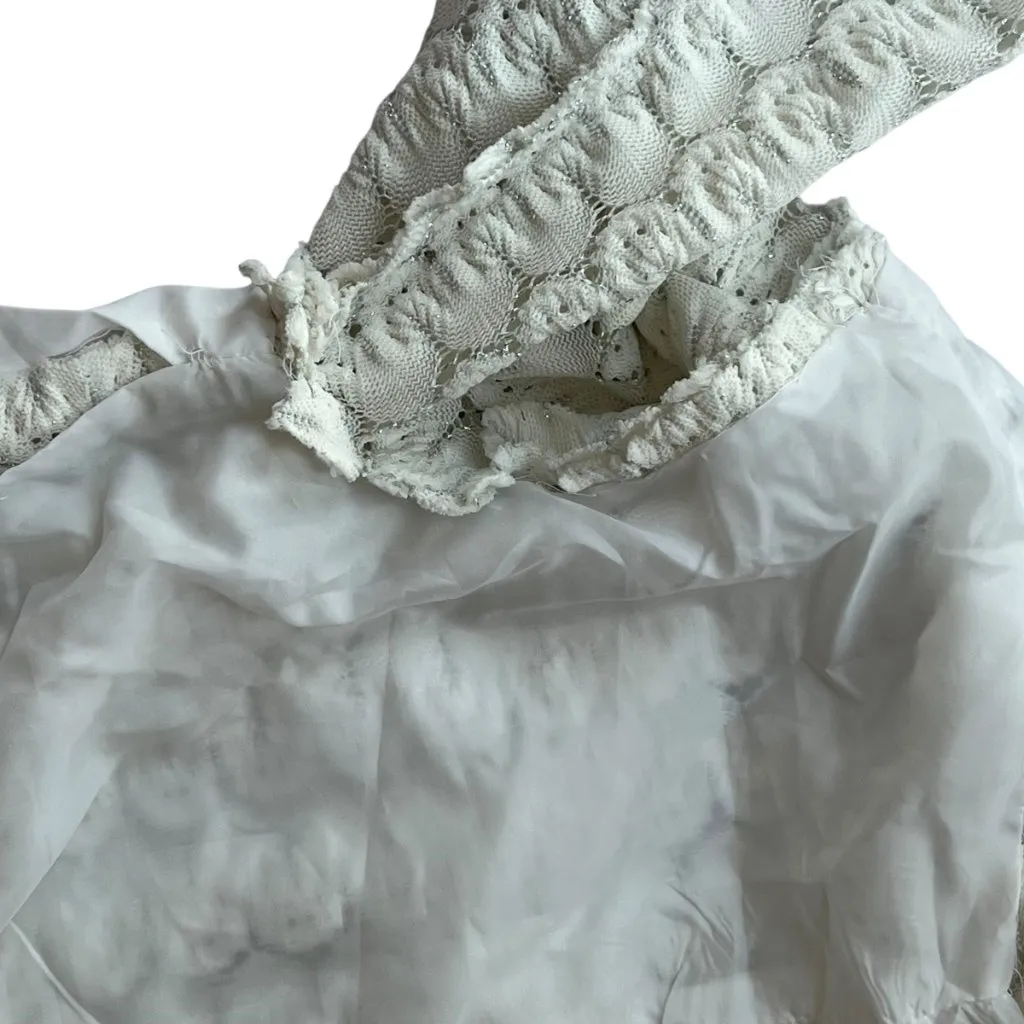 Vintage 70s White Maxi Dress Small 60s XS Crochet Boho Lace Long Wedding Gown Silver - Image 8