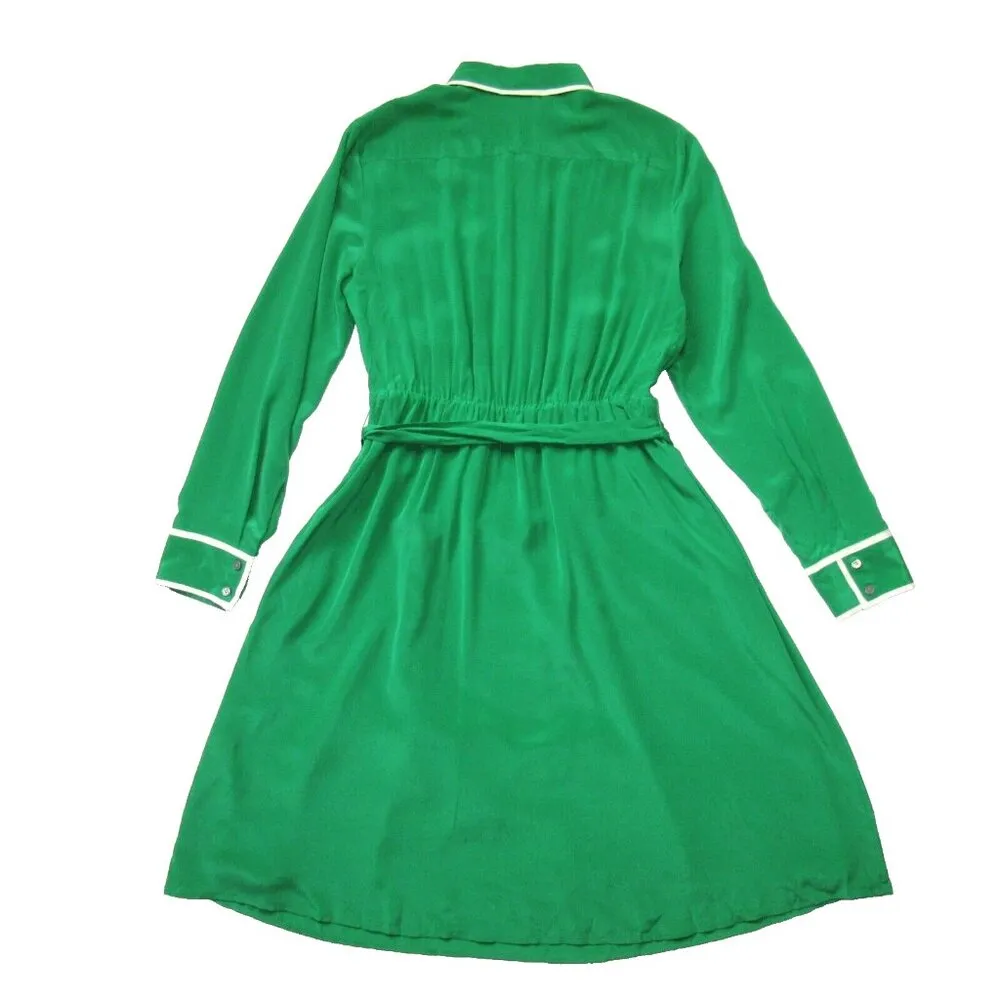 NWT J.Crew A-line Silk Shirtdress in Warm Clover Belted Fit & Flare Dress 4 - Image 6
