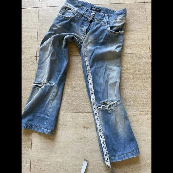 Dolce & Gabbana‎ Vintage Womens Distressed Jeans Blue Size IT 36 Ripped - Image 3