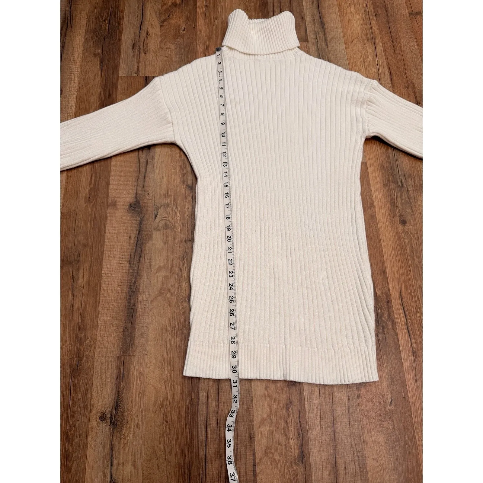 ANRABESS Ivory Ribbed Knit Sweater‎ Pullover Mock Neck XS Soft Stretchy Size 0 - Image 5