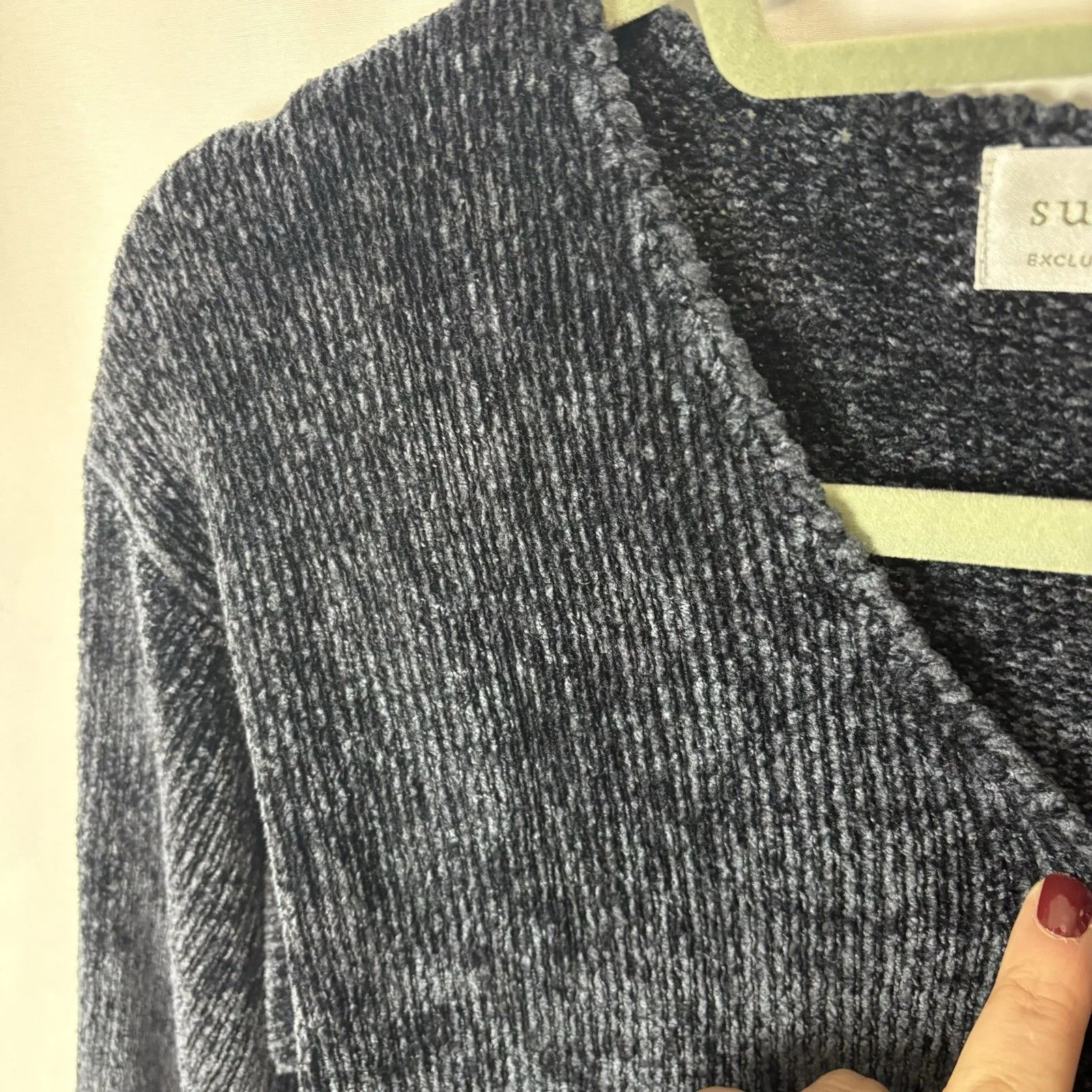 Sutton Studio Womens Vintage Chenille Cardigan Navy Blue Soft Cozy 90s Small - Image 6