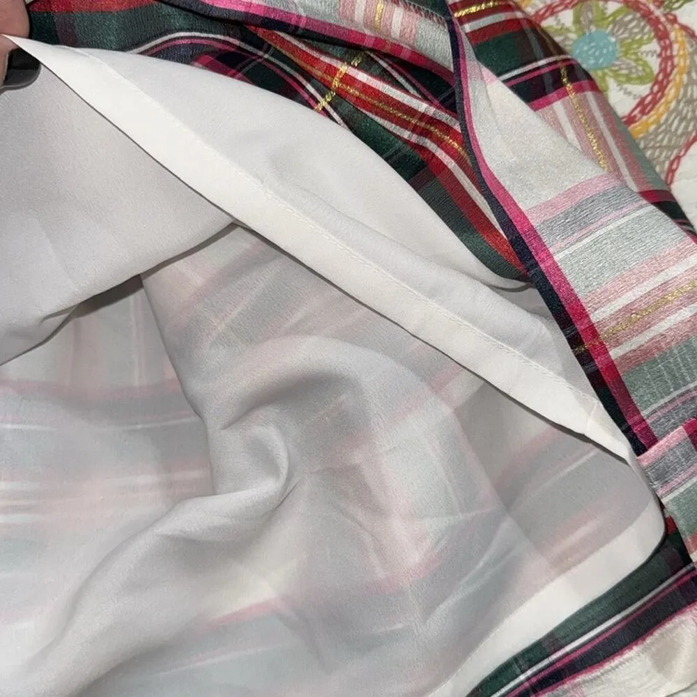 Crown & Ivy size 10 plaid skirt with bow side hidden zip closure lined pockets - Image 9