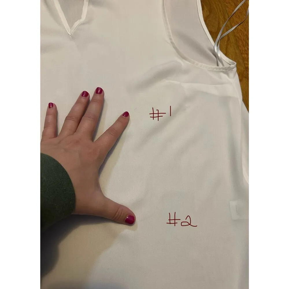 LC Lauren Conrad Women’s Large Sleeveless Keyhole Floral Ruffle White Top - Image 9