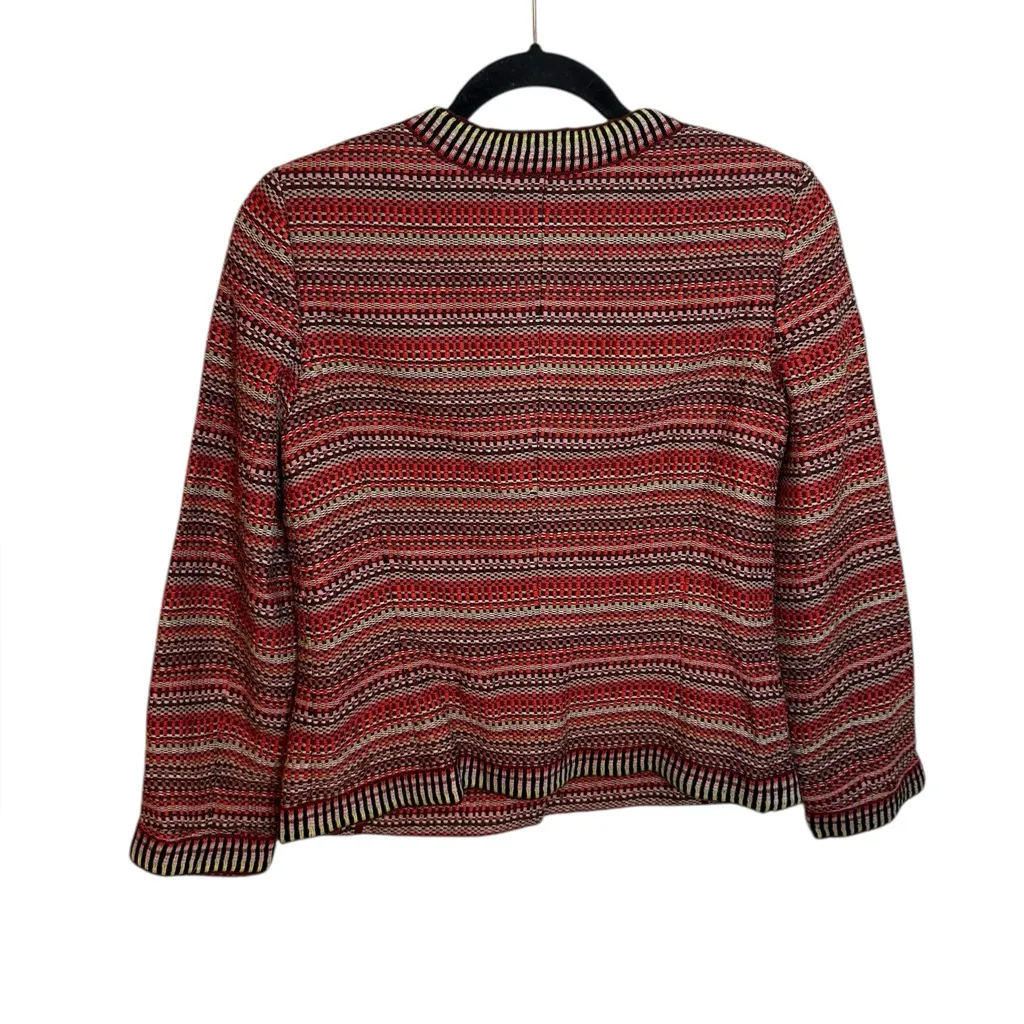 Rena Lange Multicolor Knit Tweed Jacket Red Size 6 - Image 2