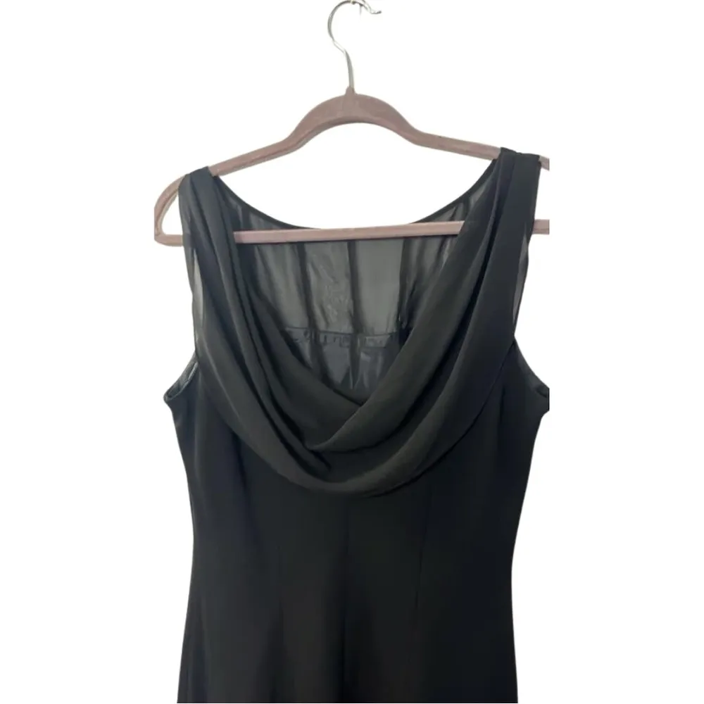 BLACK SHEER CHIFFON JEWELED BODICE DRESS SIZE 16 - Image 6