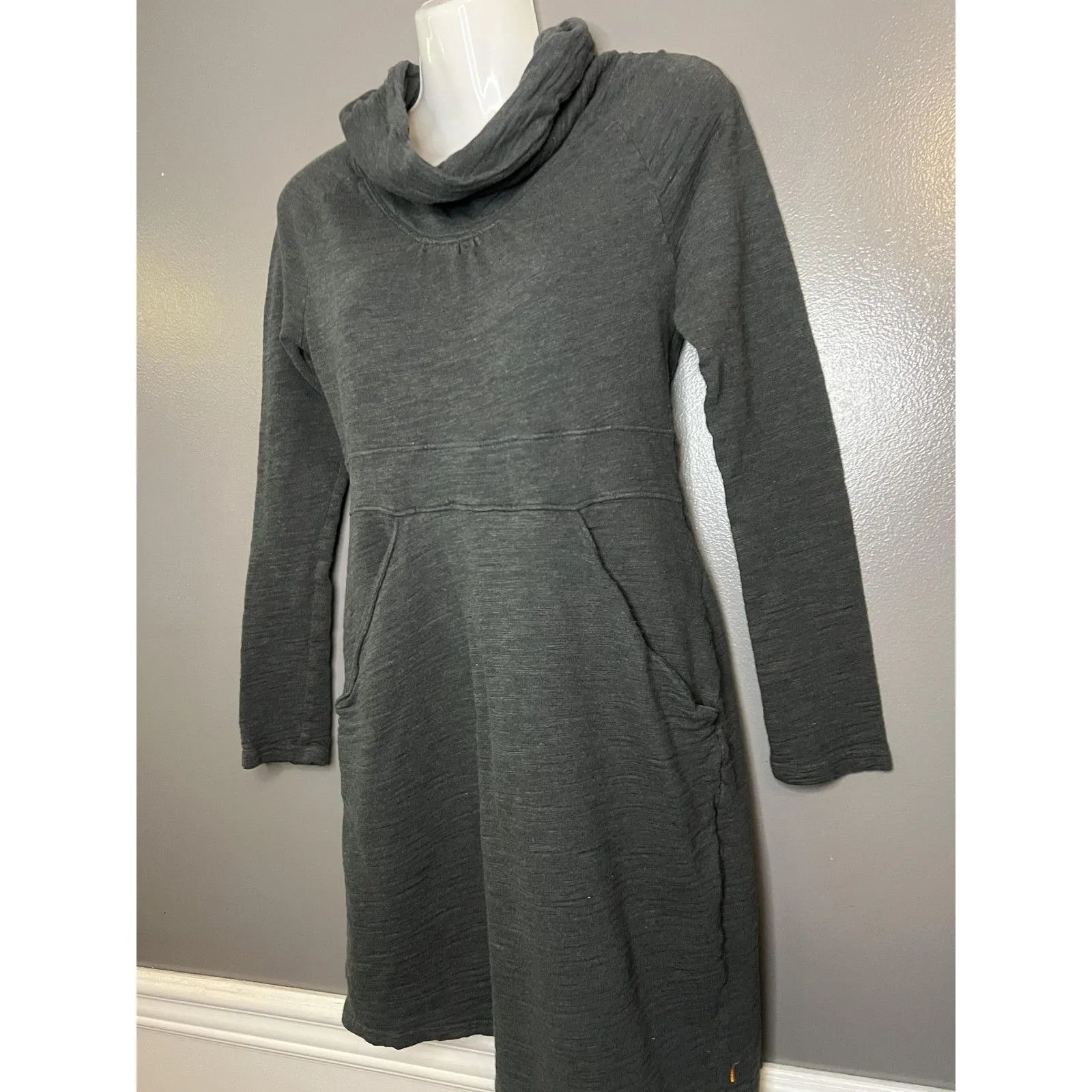Lucy Dress Womens Small Gray Cowl Neck Long Sleeve Knit Sweatshirt Pockets - Image 4