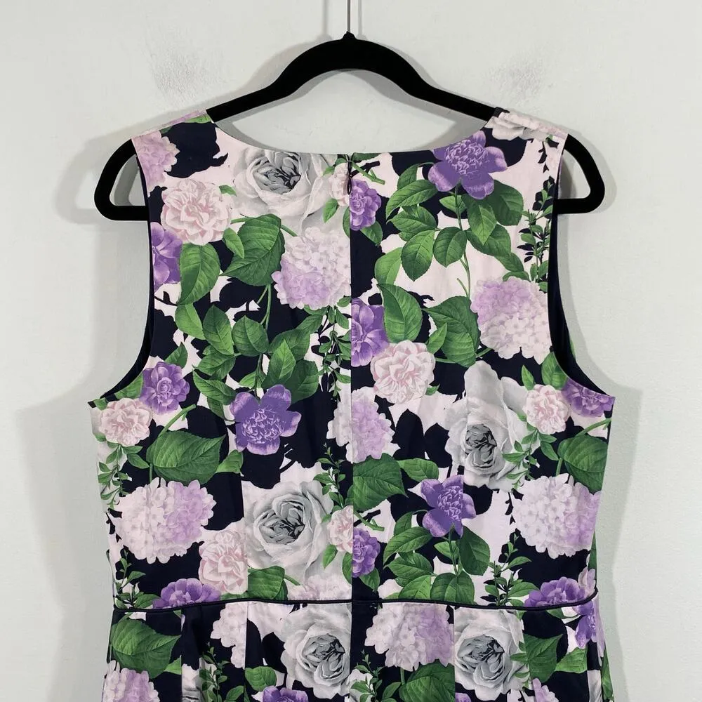 Talbots X The Oprah  Magazine Purple Floral Sleeveless Fit & Flare Dress Size 14 - Image 6