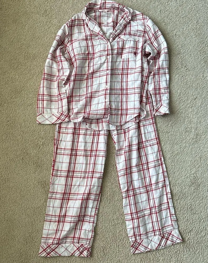 Victoria's Secret Red and White Cozy Plaid Pajama Set - Image 2