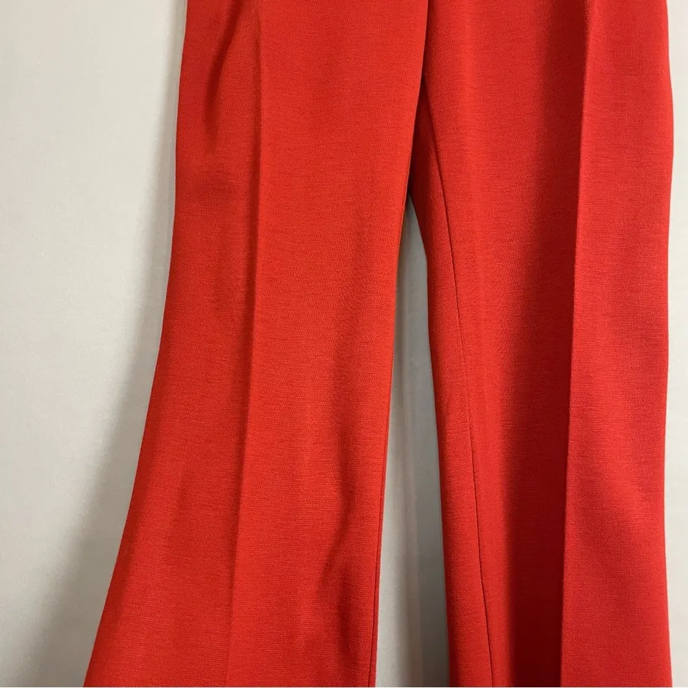 Vintage 60s 70s Slacks Wide Leg Angled Button Flap Women Rust Knit Pants Trouser Orange Size XL - Image 7