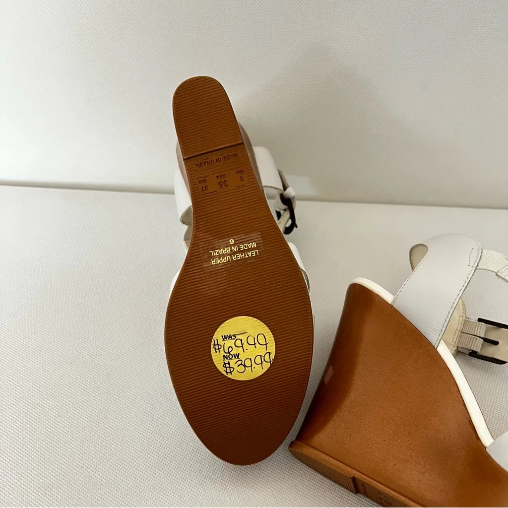 Cathy Jean Brazil White Wedge Sandals Platform Size 6 heel 4" Lightweight - Image 9