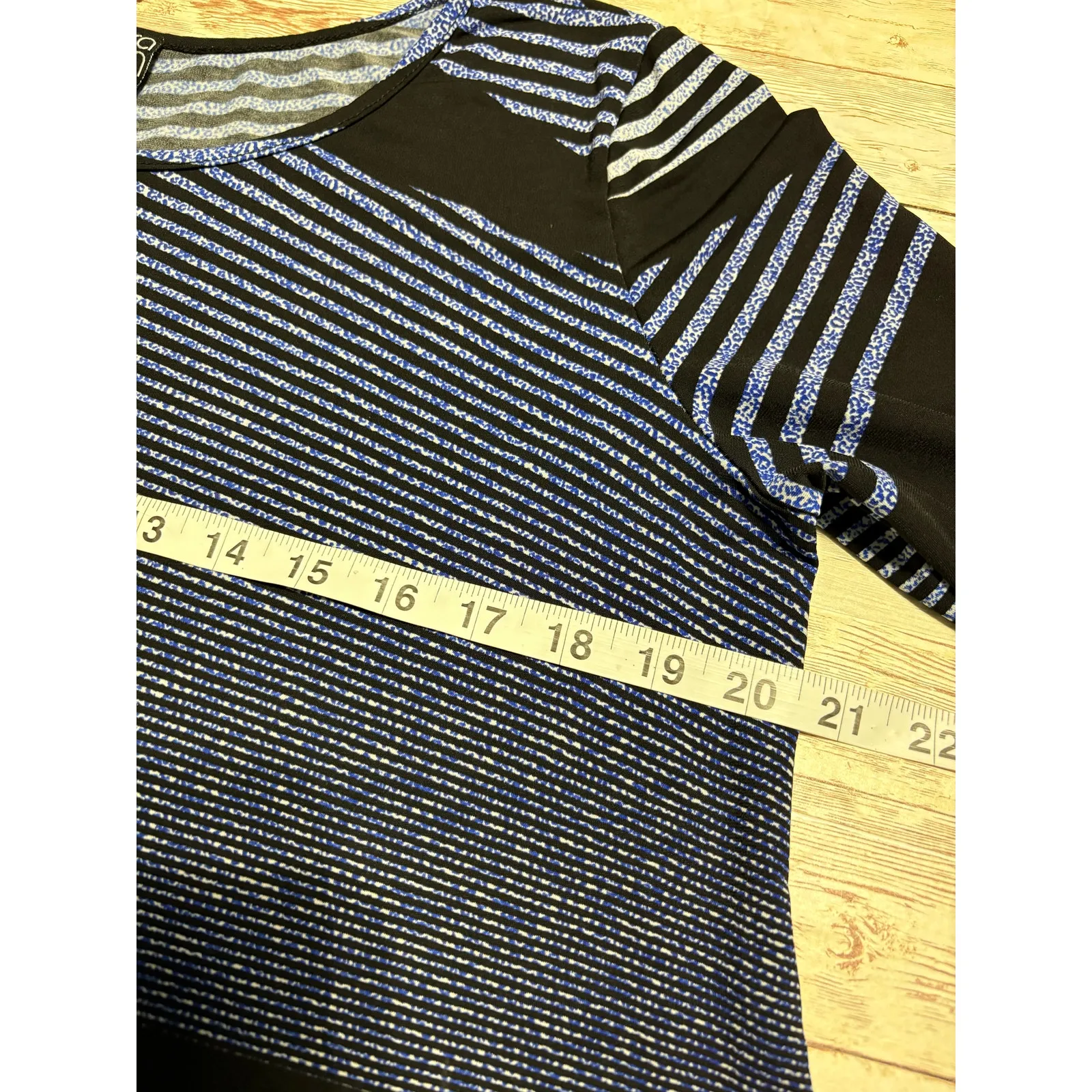 Clara Sun Woo Ombre Tunic Top Blue Black Striped Women's Size Medium Lagenlook - Image 5