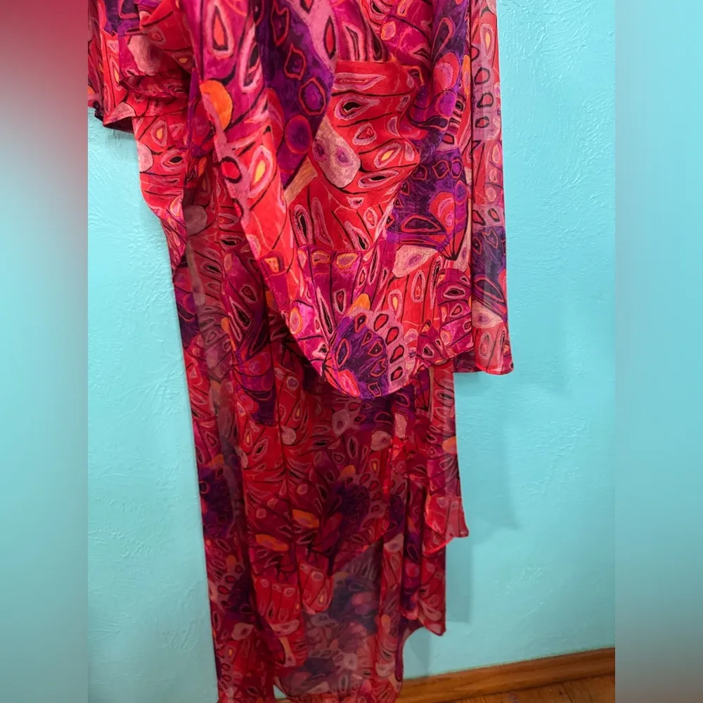 MISA Los Angeles MISA One-Shoulder Single Flutter Sleeve high low butterfly NEW - Image 10