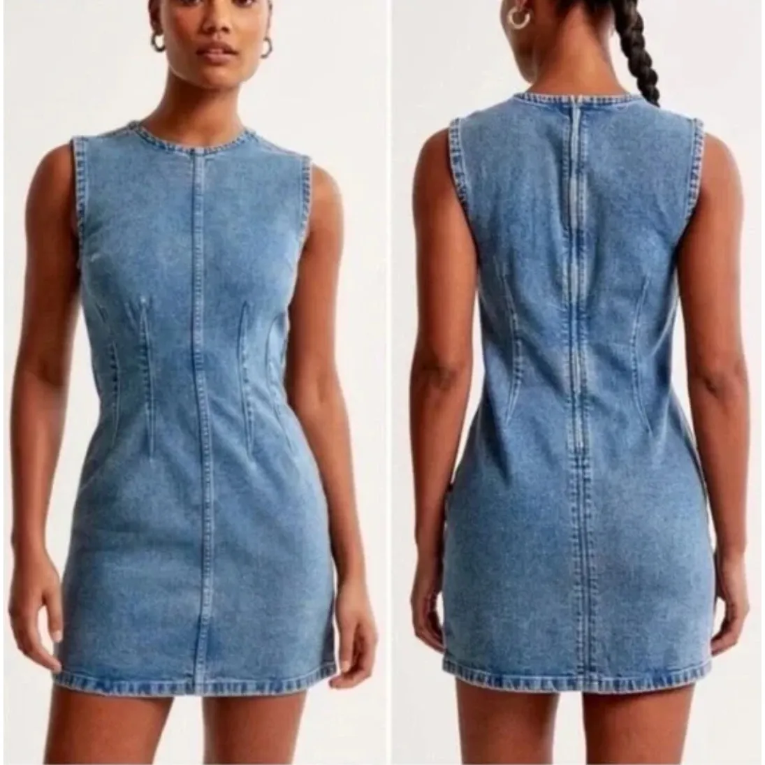 $85 Abercrombie & Fitch Light Blue Denim Dress Size Medium Tall - Image 2