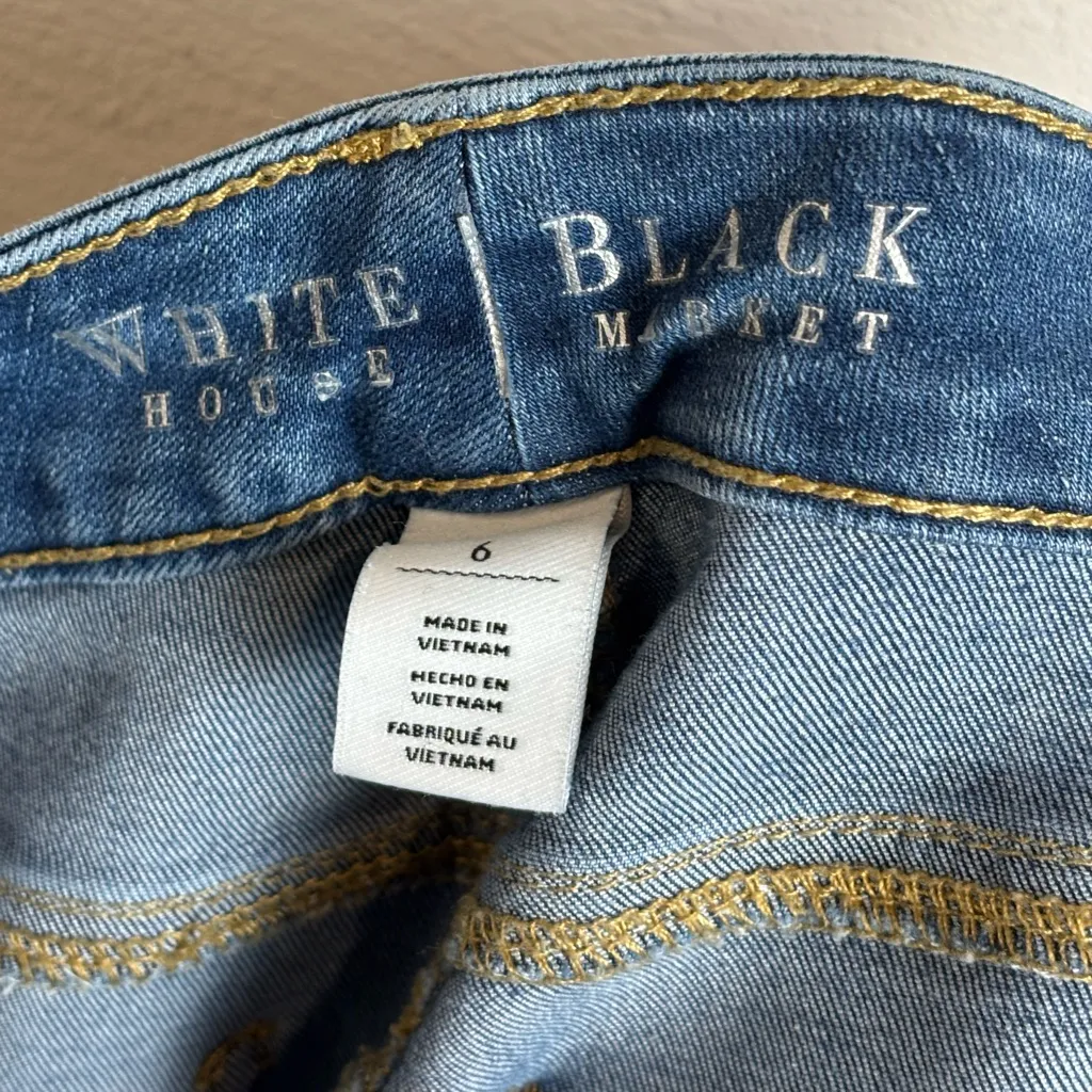 White House Black Market Woman’s Denim Slim Button Fly Casual Blue Jeans Size 6 - Image 6