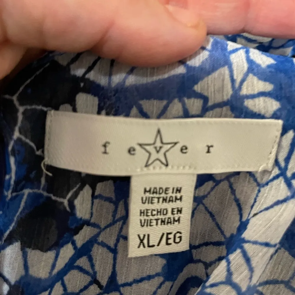 Fever Blue White Floral Paisley Sheer Layered Tierred Flowy Sleeveless Top 2X - Image 8