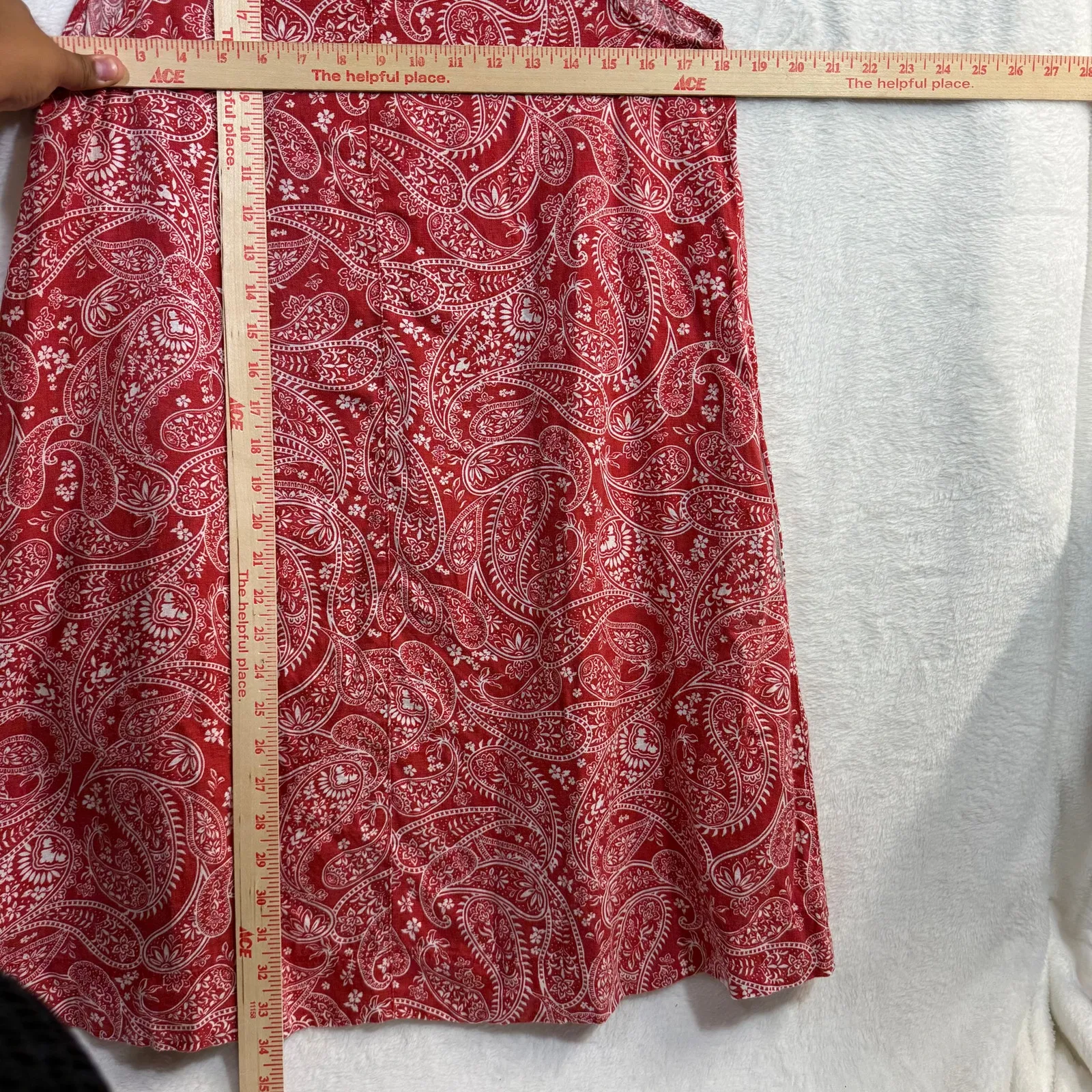 Rachel Zoe S Linen Mini Shift Dress Red Paisley Print Spring Lightweight Comfort - Image 5